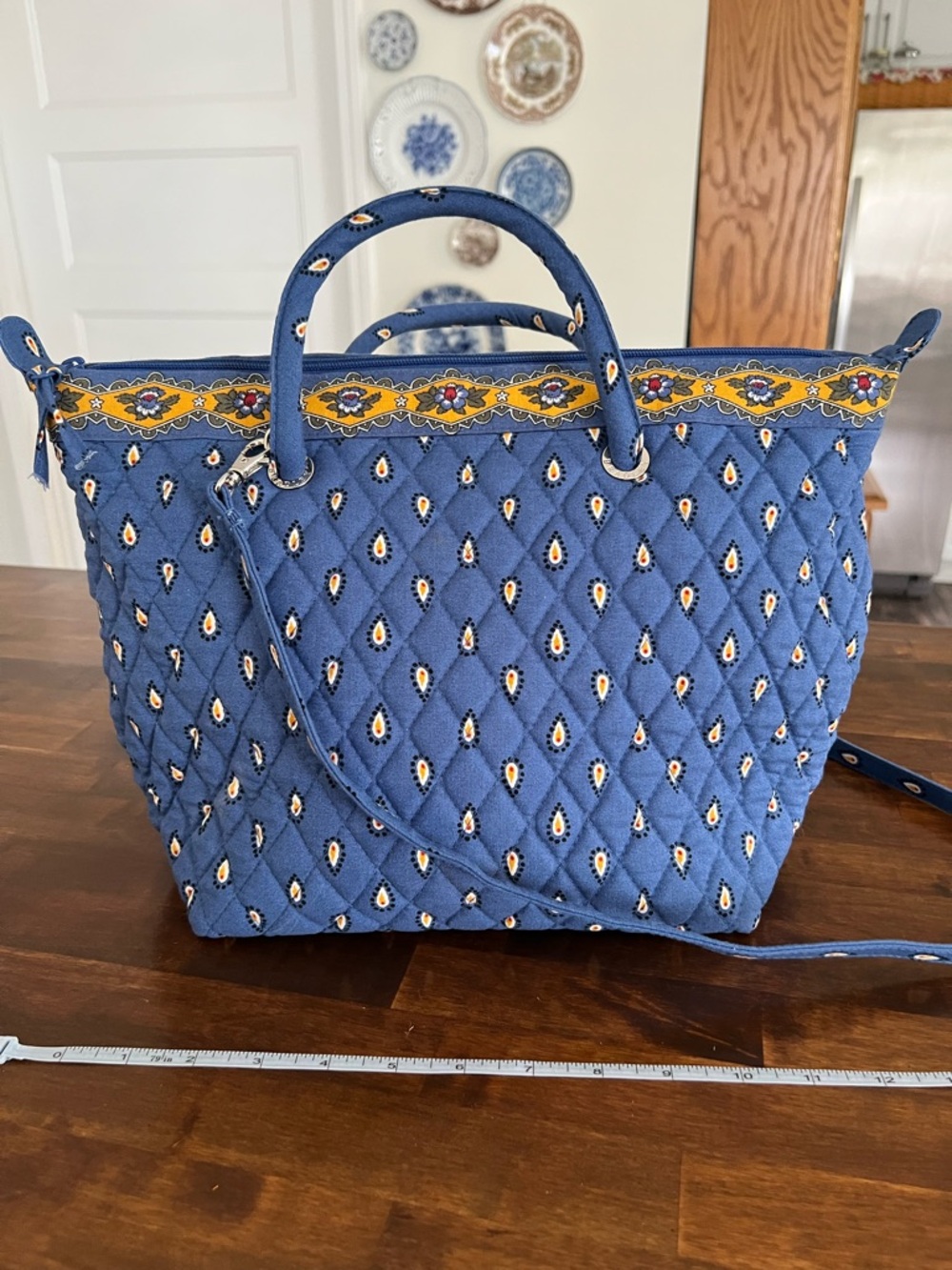 Vera Bradley Vntg French Blue Shoulder Bag, Detachable Long Strap & Coin Pouch - Picture 2 of 8
